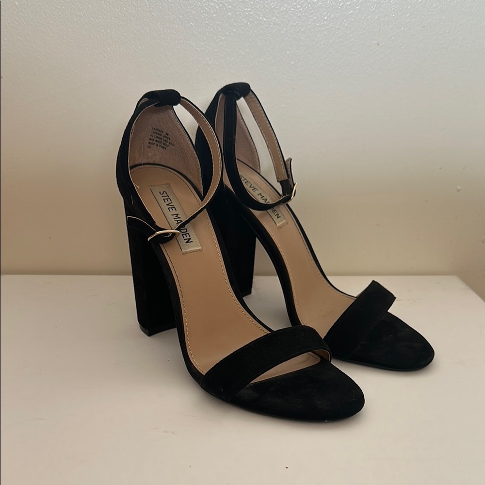 Steve Madden Suede Black Block Heels
